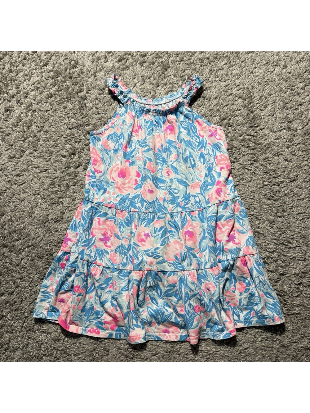 Lilly Pulitzer Girls Medium 6/7 Mini Loro Dress Bondi Blue My Little Peony